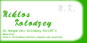 miklos kolodzey business card